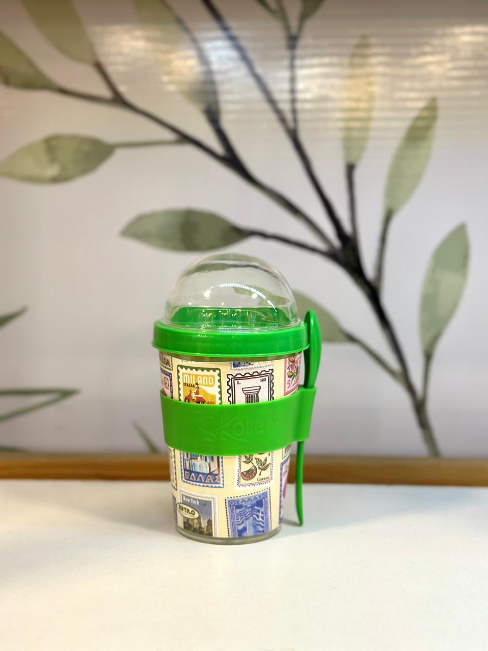 Vaso Contenedor Yogurt & Cereales (Cuadros)