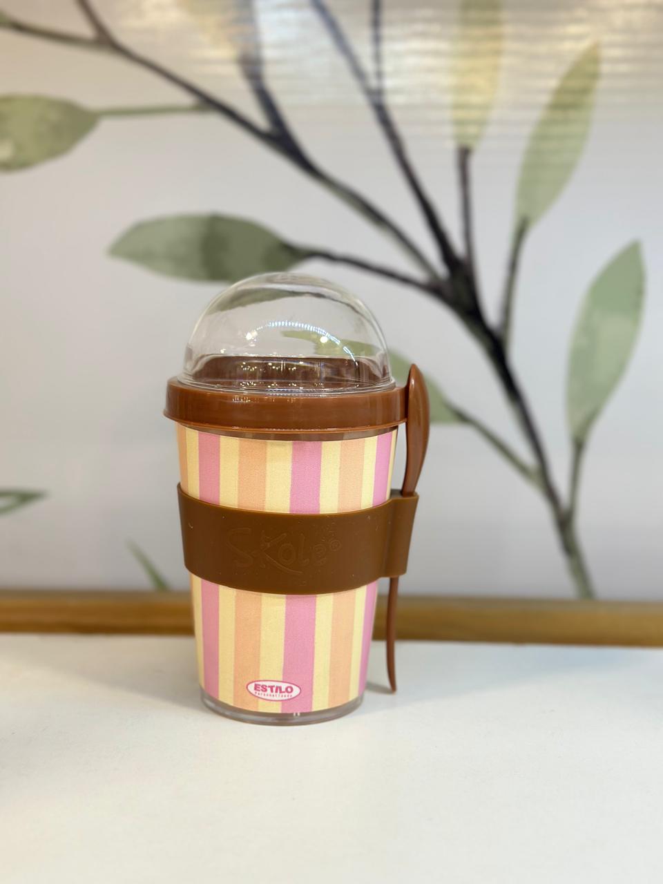Vaso Contenedor Yogurt & Cereales (Rayas)