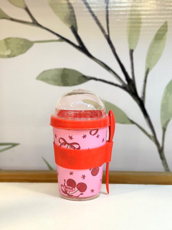 Vaso Contenedor Yogurt & Cereales (Cherry)