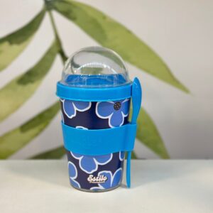 Vaso Contenedor Yogurt & Cereales (Flores Azules)