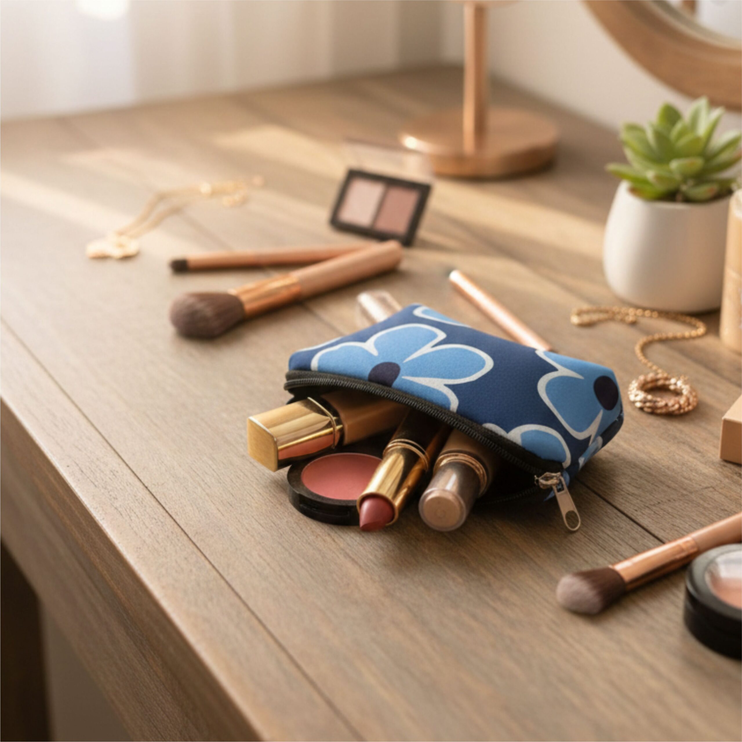 Neceser Mini de Neopren (Estampa Flores Azules)