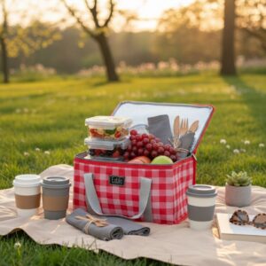 Lunchera Termica XL (Cuadros Rojos)