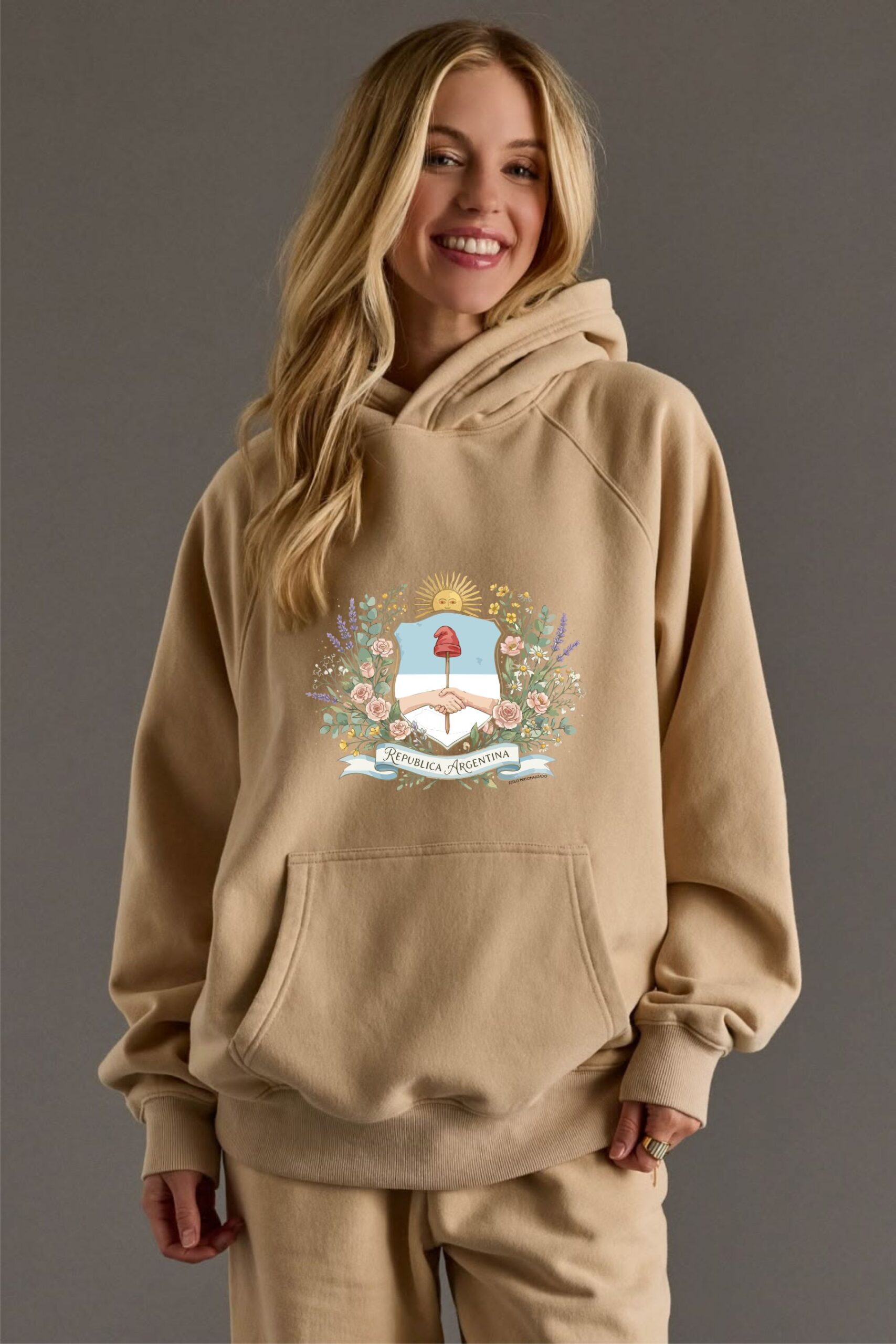 Buzo Canguro Beige Argentina - Imagen 3