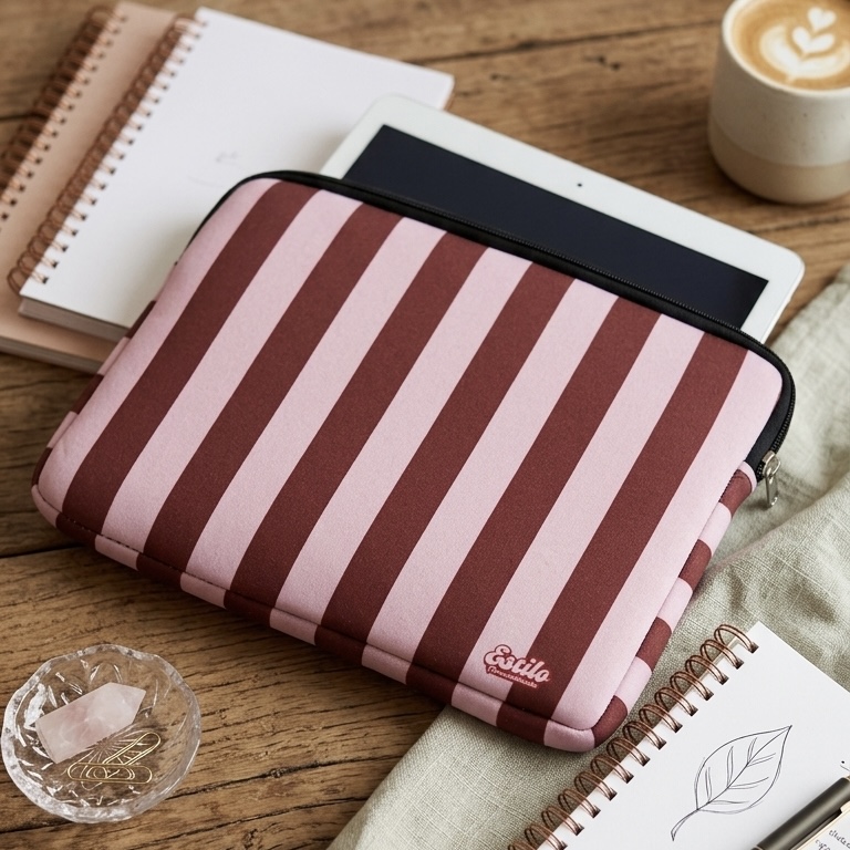 Porta Tablet Rayas (Rosa & Bordeau)