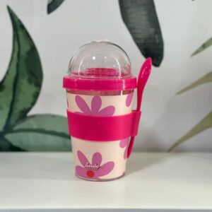 Vaso Contenedor Yogurt & Cereales (Flores)