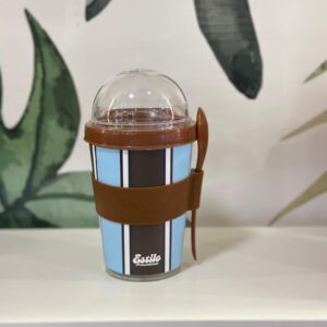 Vaso Contenedor Yogurt & Cereales (Marron & Celeste)