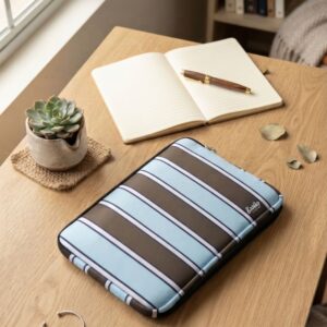 Porta Tablet Rayas Marron & Celeste