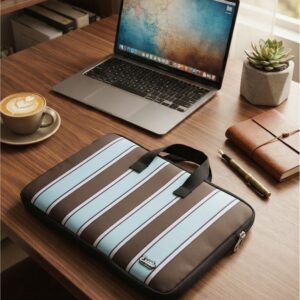 Porta notebook Rayas Marron & Celeste