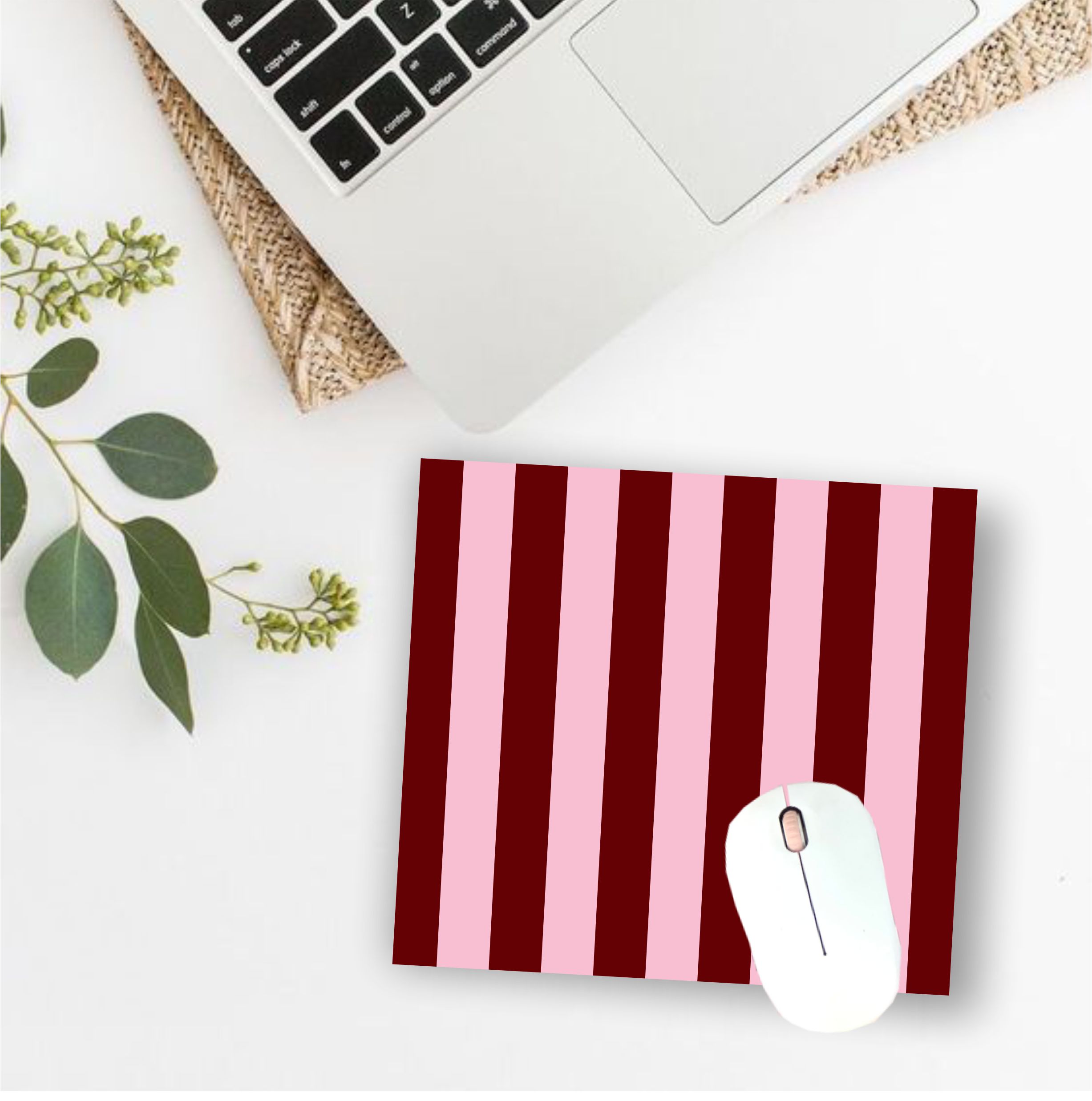 Mouse Pad Rayas Rosa & Bordo