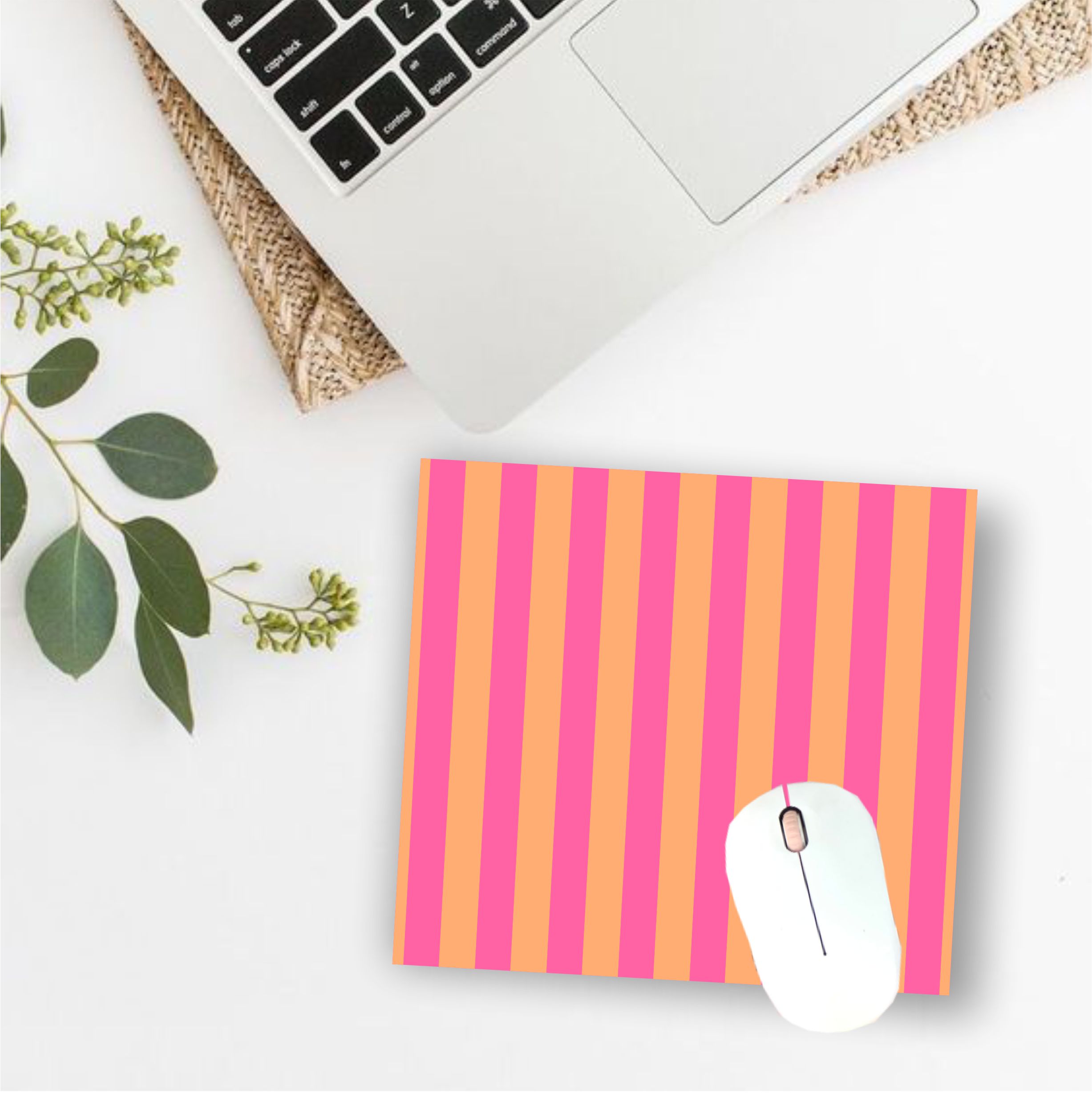 Mouse Pad Rayas Naranja & Rosa