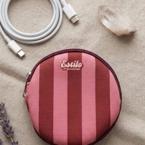 Estuche Porta Cargador (Rayas Rosa & Bordo)