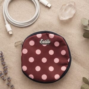 Estuche Porta Cargador (Lunares Rosa & Marron)
