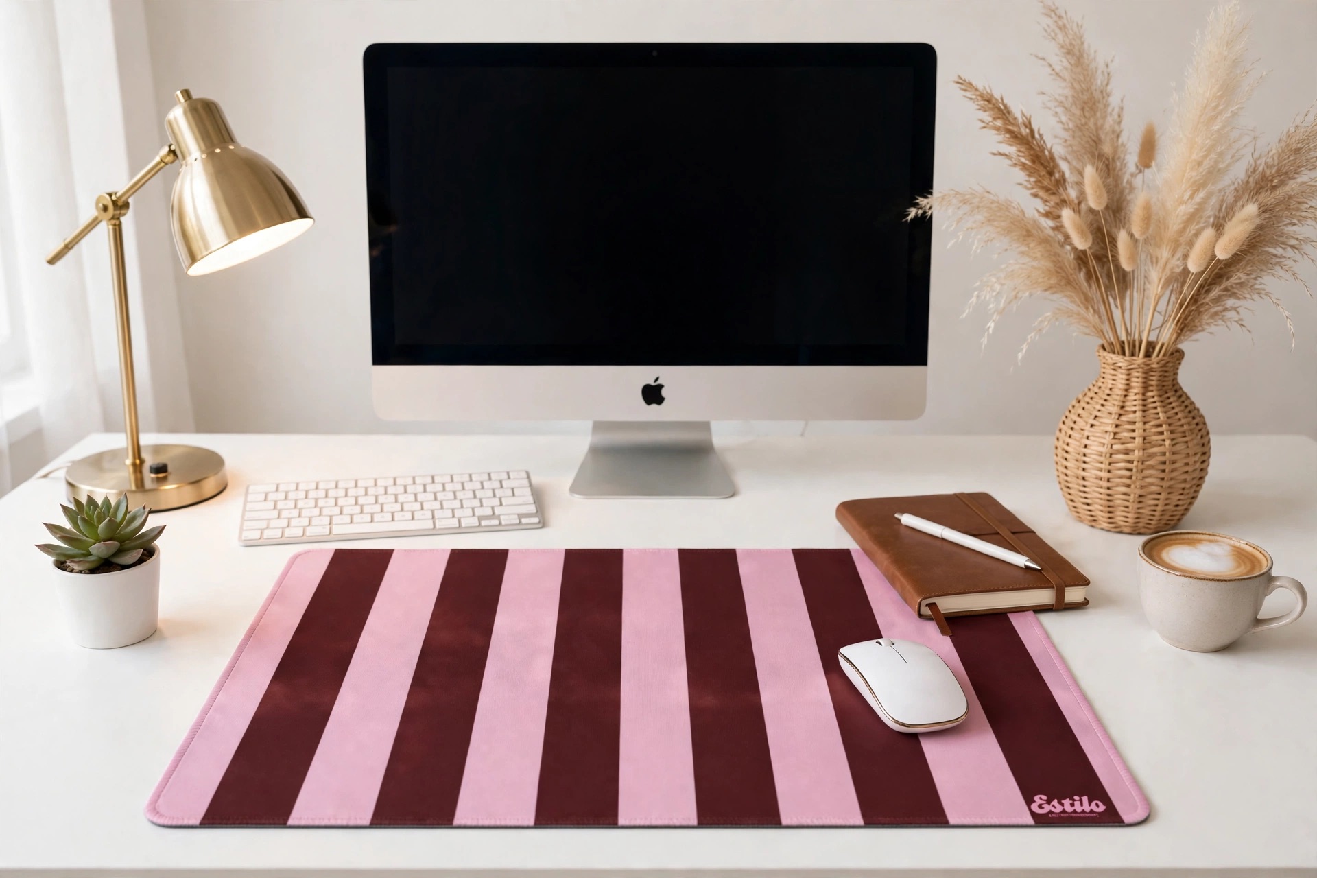 Mouse Pad XXL (Estampa Rayas Marron & Rosa)