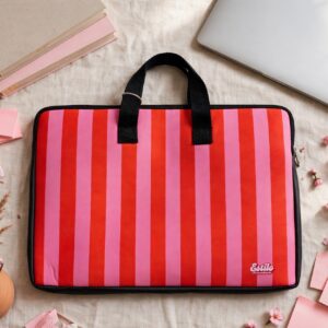 Porta Notebook (Rayas Fucsia & Rojas)