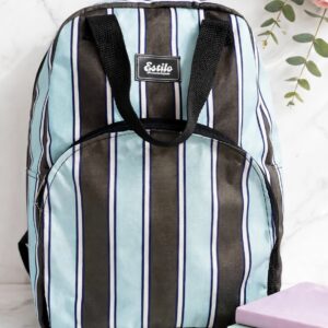 Mochila Con Manija (Estampa Rayas Celeste & Marron)