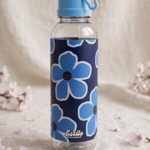 Botella Con Mosqueton (Flores Azules)
