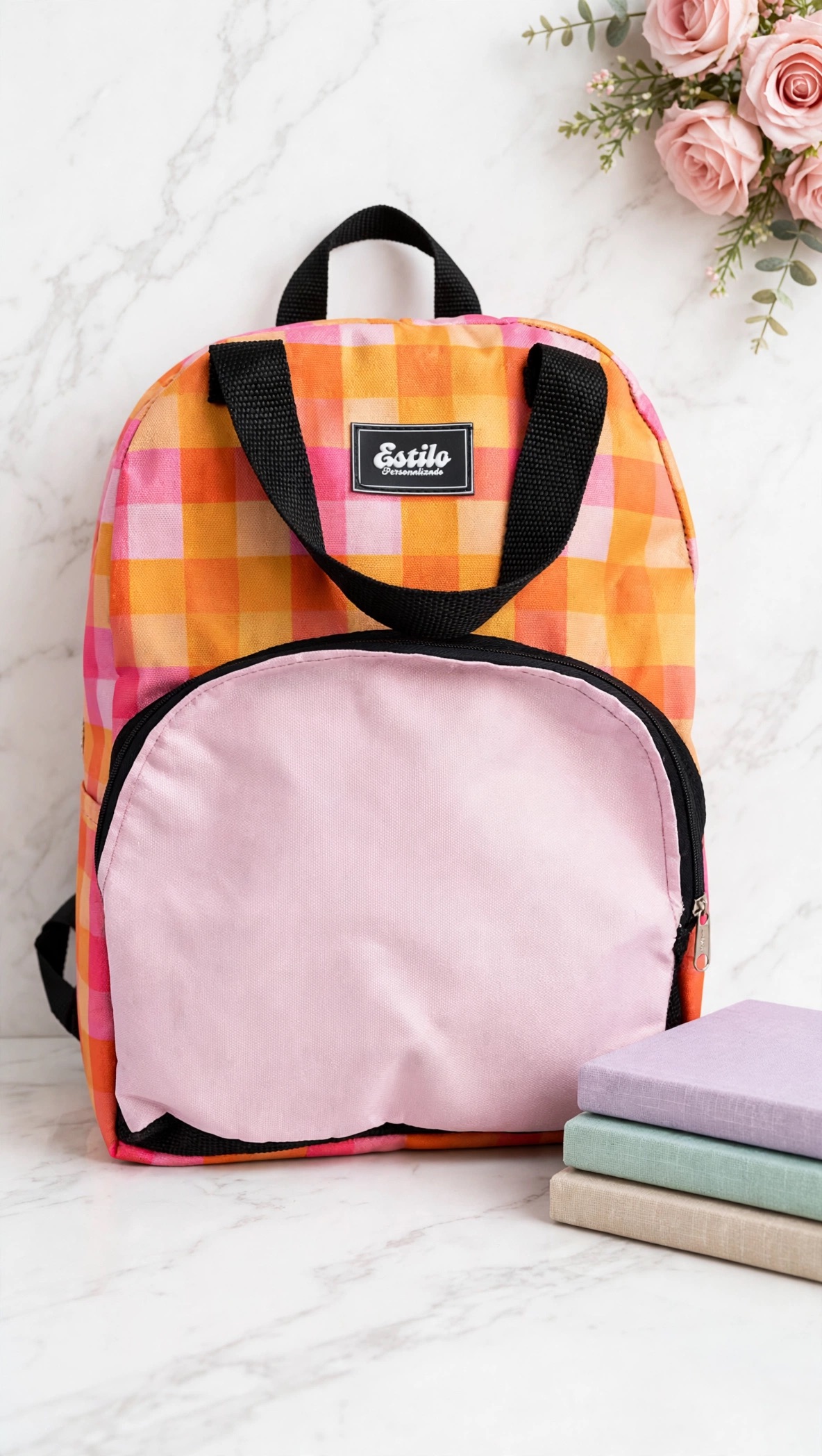 Mochila Con Manija (Estampa Cuadritos Sunset)