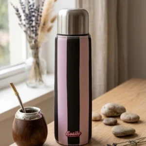 Funda Para Termo (Estampa Rayas Marron & Rosa)