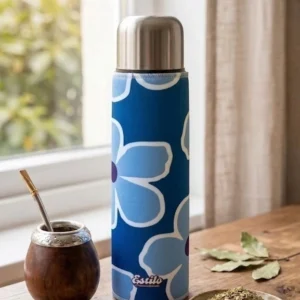 Funda Para Termo (Estampa Flores Azules)