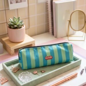 Cartuchera Pocket (Estampa Rayas Celeste & Verde)